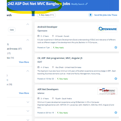 ASP.NET MVC internship jobs in Sharjah