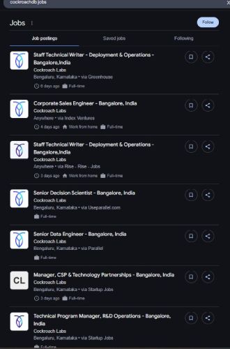 CockroachDB internship jobs in Uae