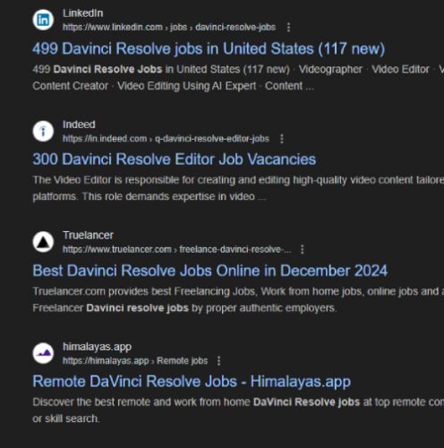 Davinci Resolve internship jobs in Abu Dhabi
