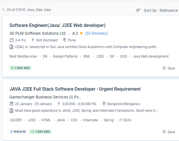 Java J2EE internship jobs in Ras Al Khaimah