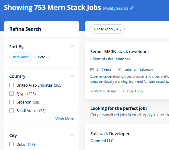 Mern Stack Development internship jobs in Uae