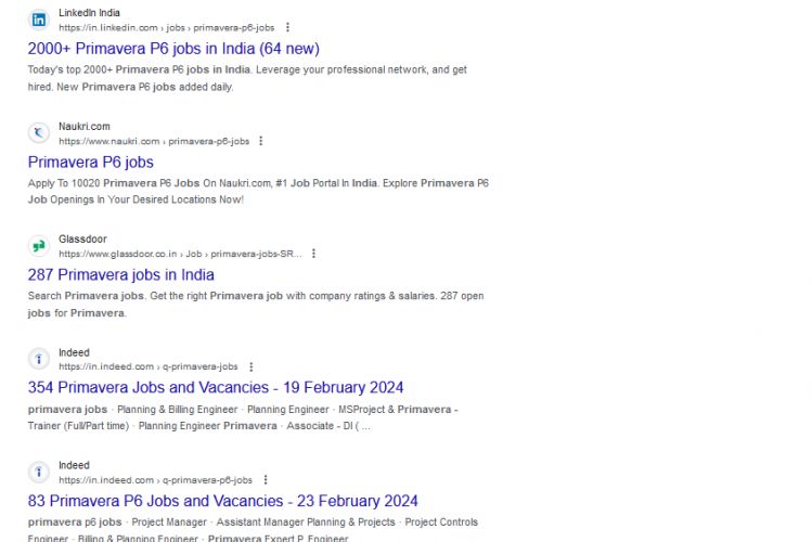 Primavera internship jobs in Abu Dhabi